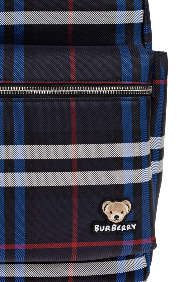 Navy blue Backpack with check pattern Burberry Kids - Vitkac AS